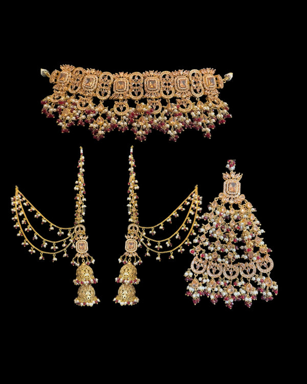Shiza bridal set in ruby pearl ( READY TO SHIP )