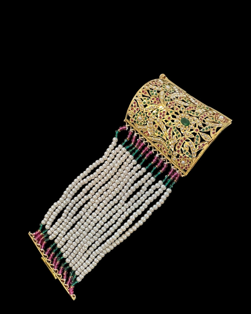Jadau bahi / bracelet in ruby emerald  ( READY TO SHIP )
