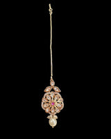 C572 Mirha Ruby and Polki choker with pearls in rose gold plating ( READY TO SHIP )