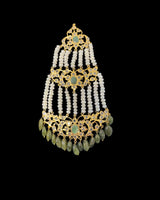 Insha jhoomar in fresh water pearls and emeralds ( READY TO SHIP )