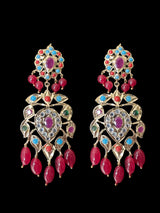 DER597 Navratan earrings with ruby beads ( READY TO SHIP )