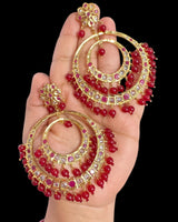 DER772 USHA overzied chandbali earrings - Ruby   (READY TO SHIP )