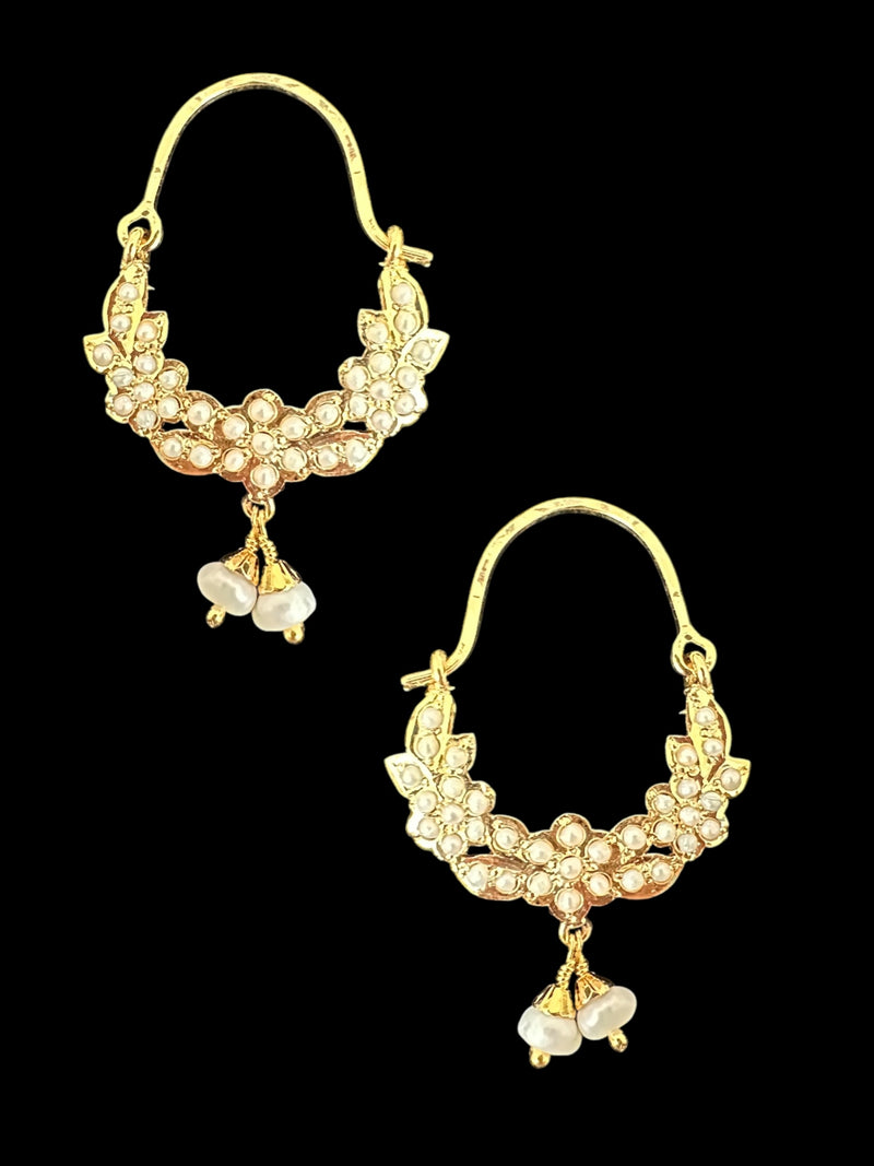 92.5 silver gold plated Chandbali earrings in pearls ( READY TO SHIP )