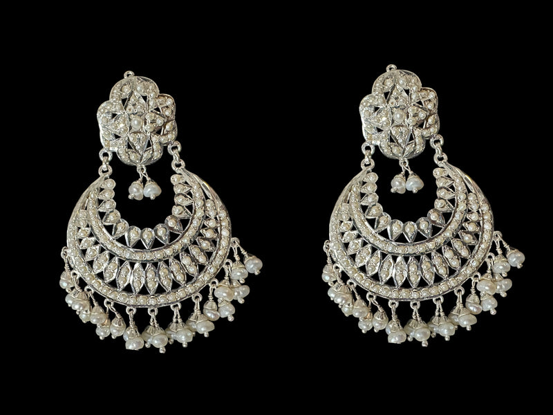 92.5 silver statement earrings in fresh water pearls ( READY TO SHIP)