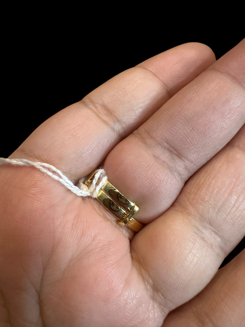 Ruby, Emerald & Freshwater Pearl Gold-Plated Silver Adjustable Ring ( READY TO SHIP )