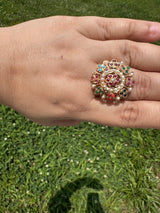 Navratan gold plated silver ring - adjustable ( SHIPS IN 4 WEEKS )
