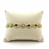 Emerald & Sapphire Gold-Plated Silver Bracelet with Freshwater Pearls ( READY TO SHIP )