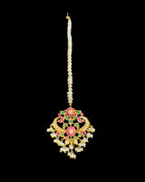 BR601 Ruby Emerald & Freshwater Pearl Handcrafted Bridal Jewelry Set (READY TO SHIP)