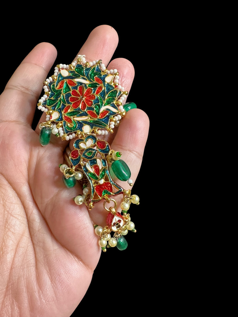 Maya Kundan earrings  -Red Green ( READY TO SHIP )