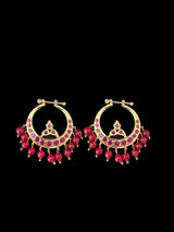 DER134 Hosna  gold  plated chandbali - red   (READY TO SHIP)