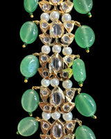DLN136 Asif Jaahi Haar – Long Necklace with Earrings - Light green beads ( READY TO SHIP )
