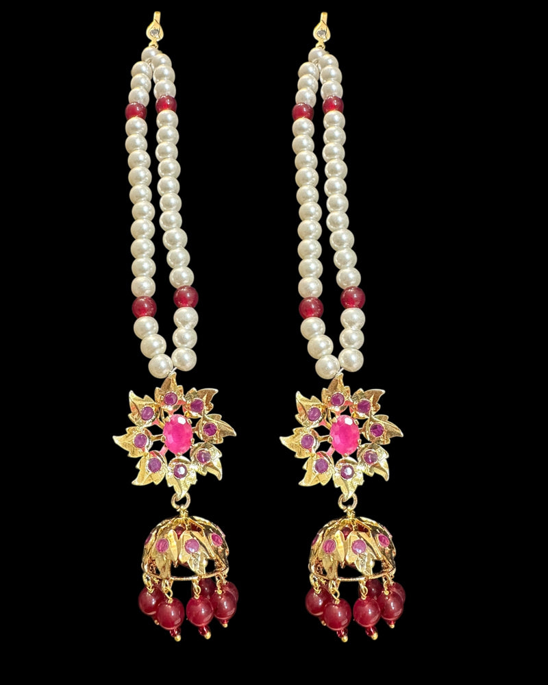 C584 Jadavi lacha in ruby beads- semiprecious  ( READY TO SHIP )