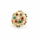 Navratan Gold-Plated Silver Adjustable Ring ( READY TO SHIP )