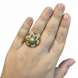 Navratan Gold-Plated Silver Adjustable Ring ( READY TO SHIP )