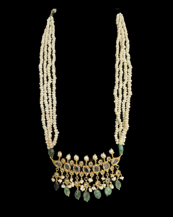 PS543 Hyderabadi tirmani in fresh water pearls and emerald beads ( READY TO SHIP )