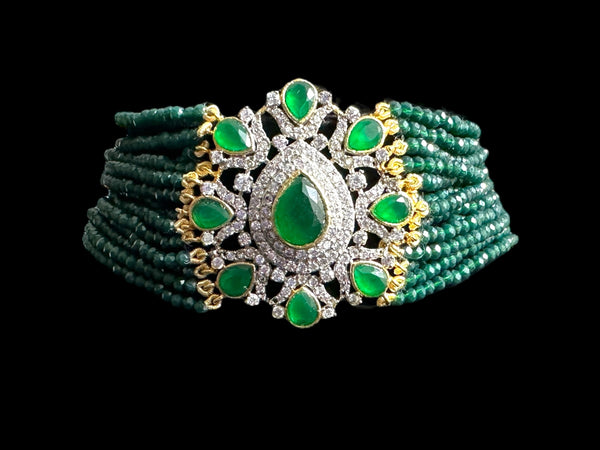 C525 Erin zircon choker in green ( READY TO SHIP )