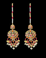C596 Gold-Plated Navratan Choker Set with Earrings & Tika ( READY TO SHIP )