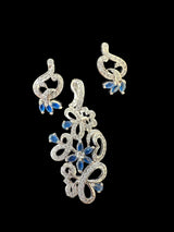 Cz pendant - silver plated with blue stones ( READY TO SHIP )