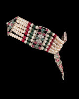 C578 Silver-Plated Ruby & Emerald Choker Set with Earrings ( READY TO SHIP )