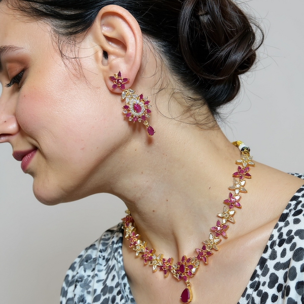 DNS215 Gold plated necklace earrings set ( READY TO SHIP )