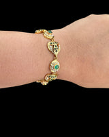 Emerald & Freshwater Pearl Gold-Plated Silver Bracelet ( READY TO SHIP )