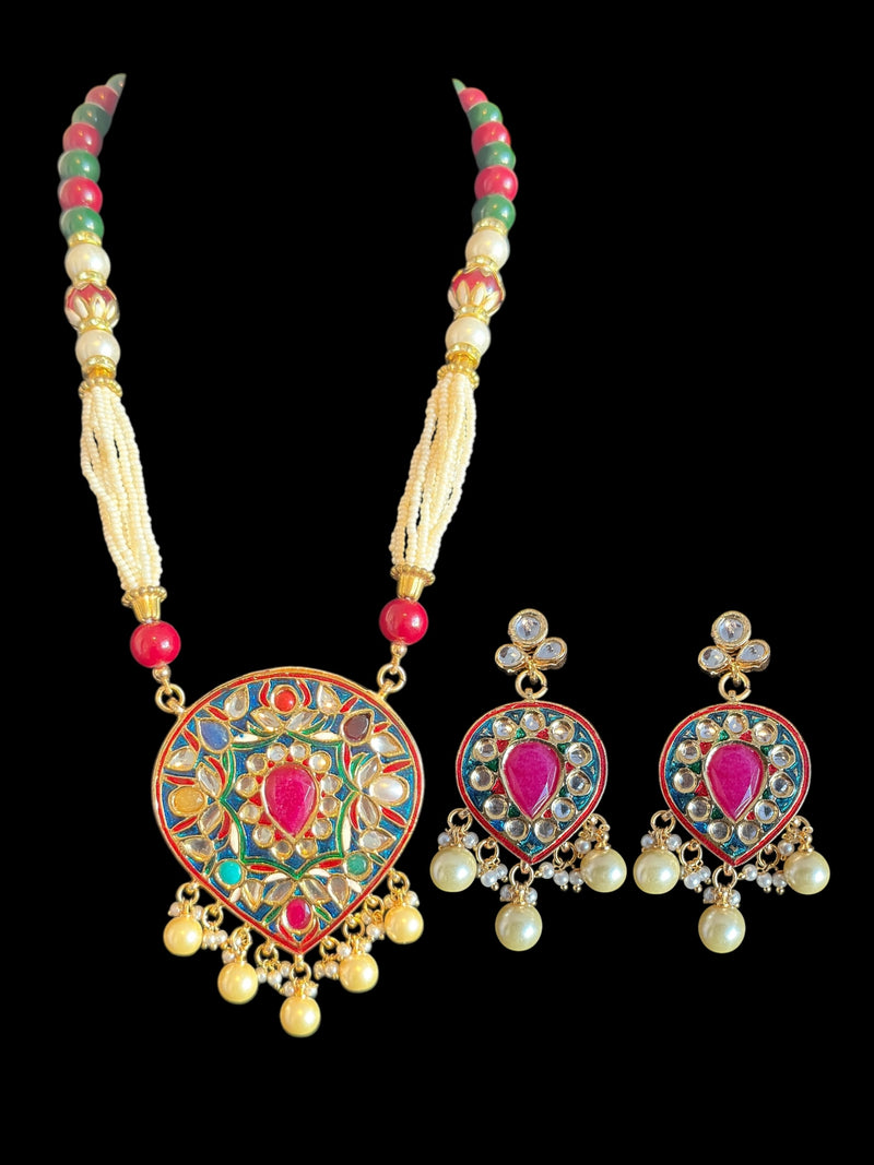 PS541 Arpita navratan kundan mala set with earrings ( READY TO SHIP )t