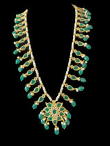 DLN113 Erica pathani haar in fresh water pearls with emerald beads ( READY TO SHIP  )