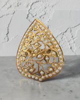 Gold-Plated 92.5 Silver Freshwater Pearl Adjustable Ring ( READY TO SHIP )