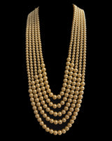 SAT122 Five-Layer Golden Swarovski Pearl Long Mala – Groom Wedding Jewelry ( READY TO SHIP )