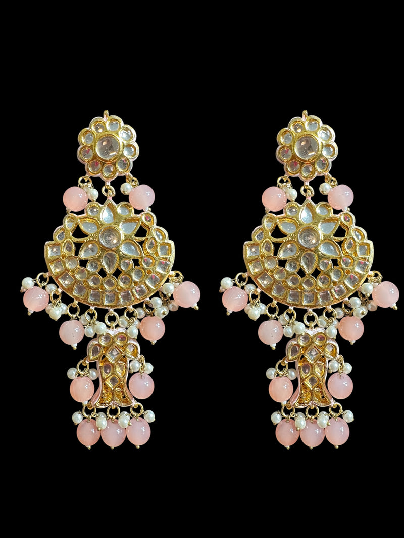 Farwah large  Kundan earrings  - peach   ( READY TO SHIP )