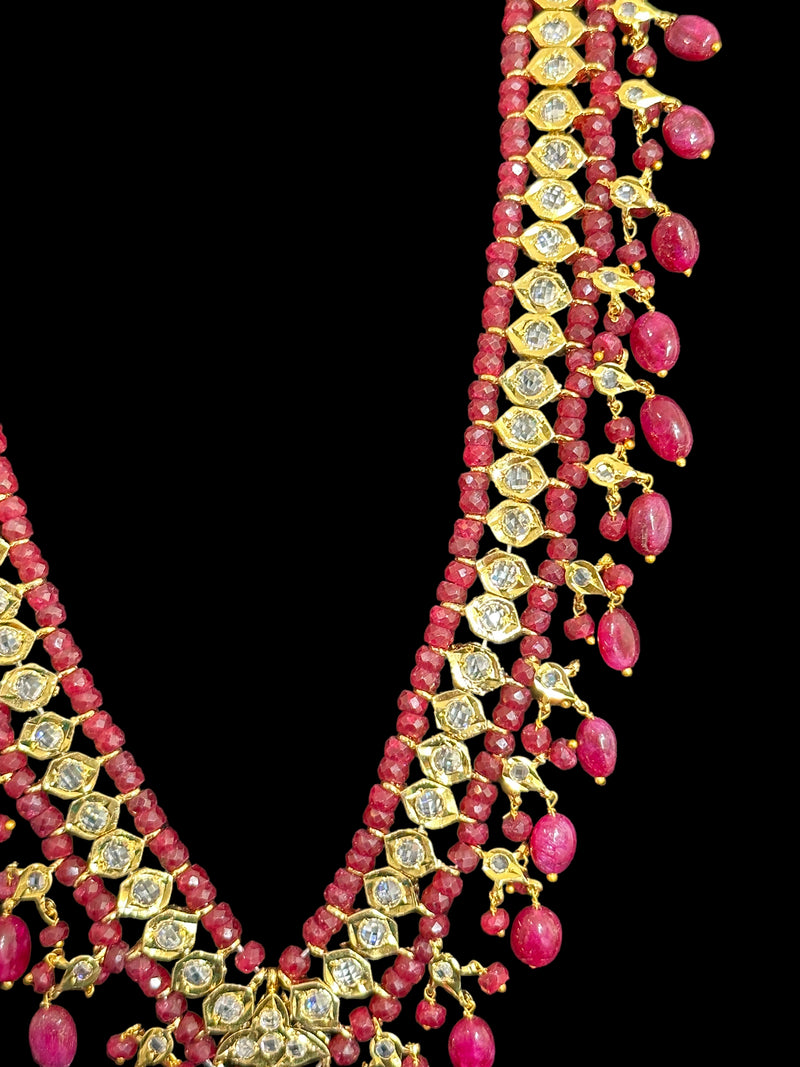 DLN37 Natural ruby beads Rani haar set ( READY TO SHIP )