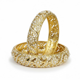 B823 Gold-Plated Jadau Pearl Bangles – Classic Non-Openable Design ( READY TO SHIP )