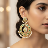 DER174P Reeba chandbali in emeralds (READY TO SHIP )