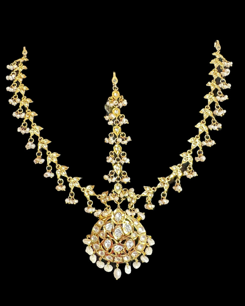 gold plated moissanite Polki mathapatti 