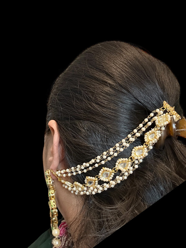 Kundan and pearl ear supports ( READY TO SHIP )