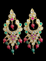 DER777 Mushk Ruby emerald earrings ( READY TO SHIP )