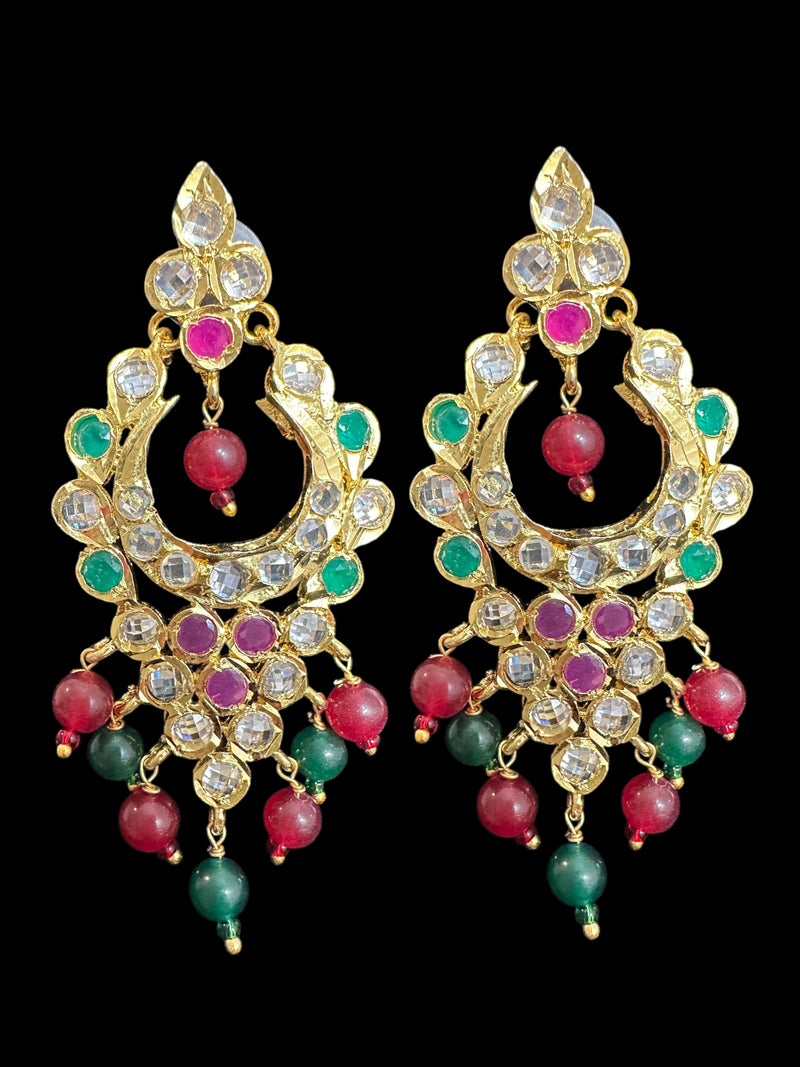 DER777 Mushk Ruby emerald earrings ( READY TO SHIP )