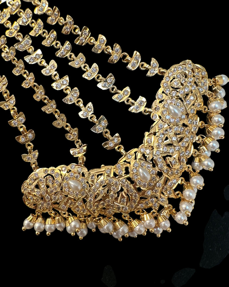 ✨ Hyderabadi Jhoomar & Tika Set – Gold-Plated with Freshwater Pearls & Zircon ( READY TO SHIP )