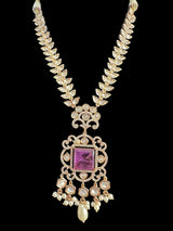 DNS154 Polki necklace set with pearls - PURPLE ( READY TO SHIP )