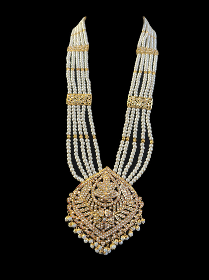 DLN107 Roosa Punjabi rani haar in pearls ( READY TO SHIP )