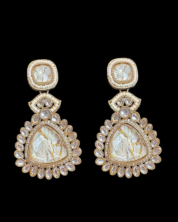 Quartz earrings - marble white   ( READY TO SHIP )