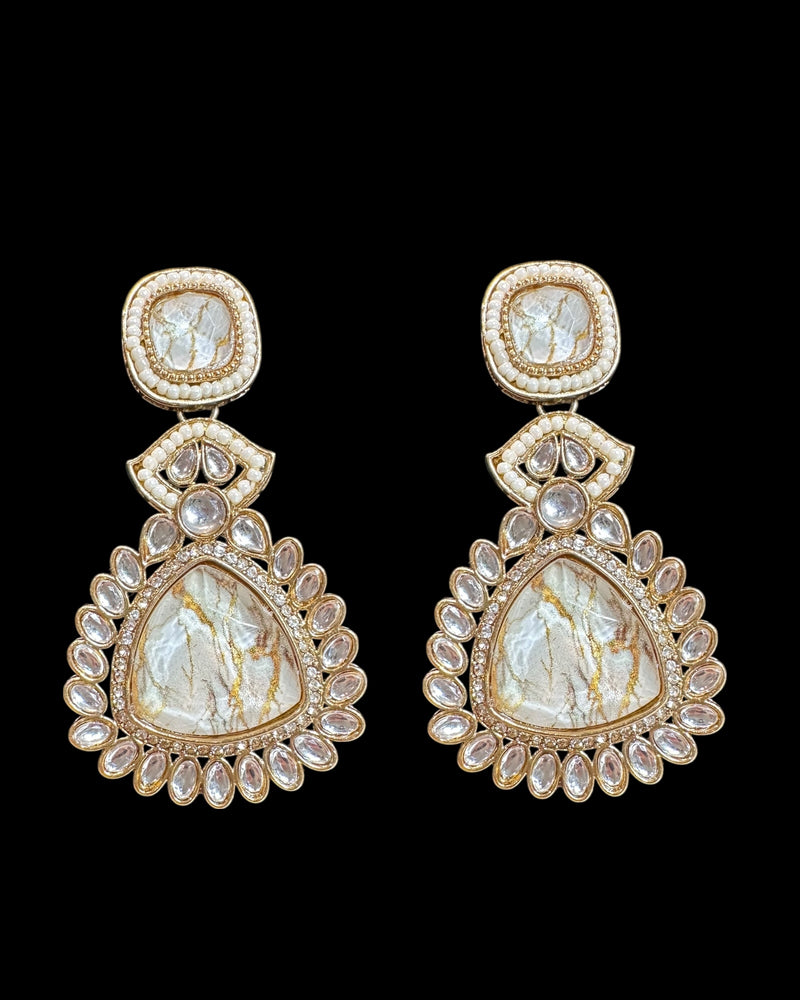 Quartz earrings - marble white   ( READY TO SHIP )
