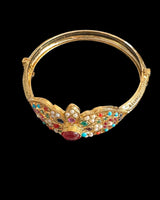 Navratan Gold-Plated Silver Bracelet with Freshwater Pearls ( READY TO SHIP )