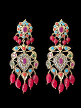 DER597 Navratan earrings with ruby beads ( READY TO SHIP )