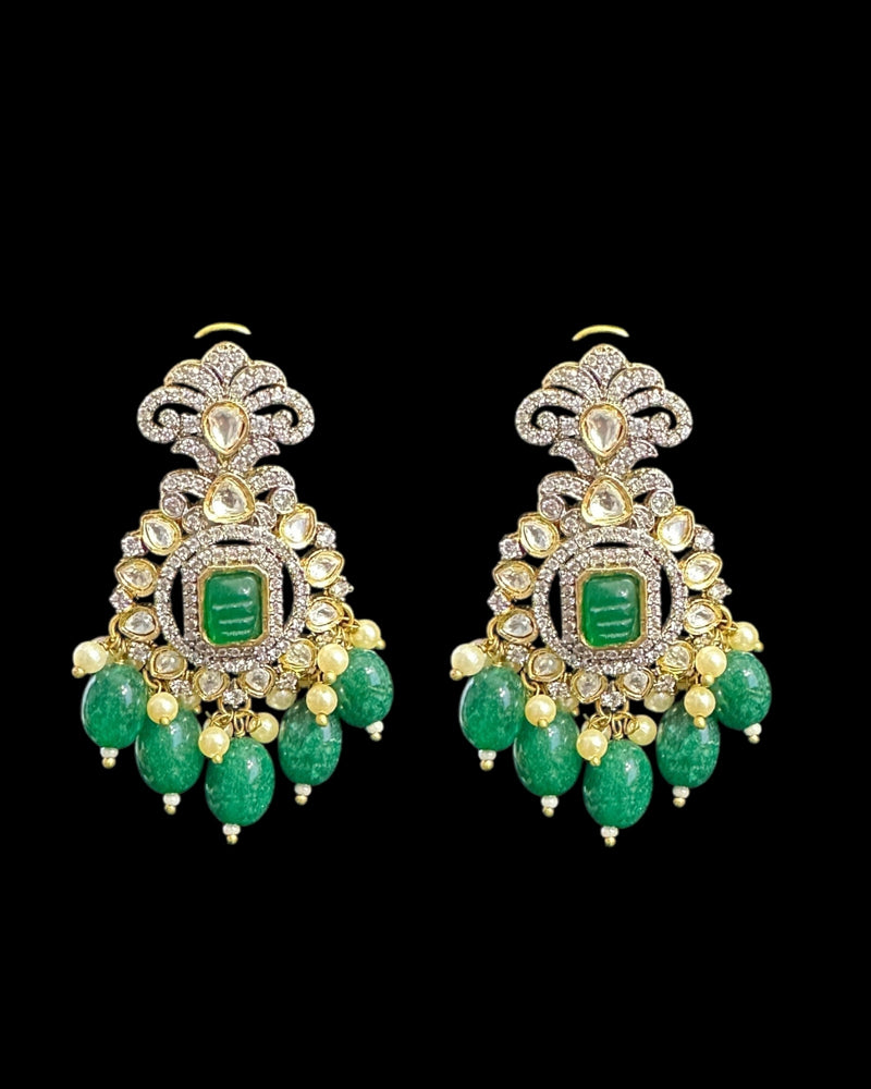 DER729 Victorian style earrings - green ( READY TO SHIP )