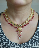 Delicate Ruby emerlad necklace set in-gold plated silver ( READY TO SHIP )