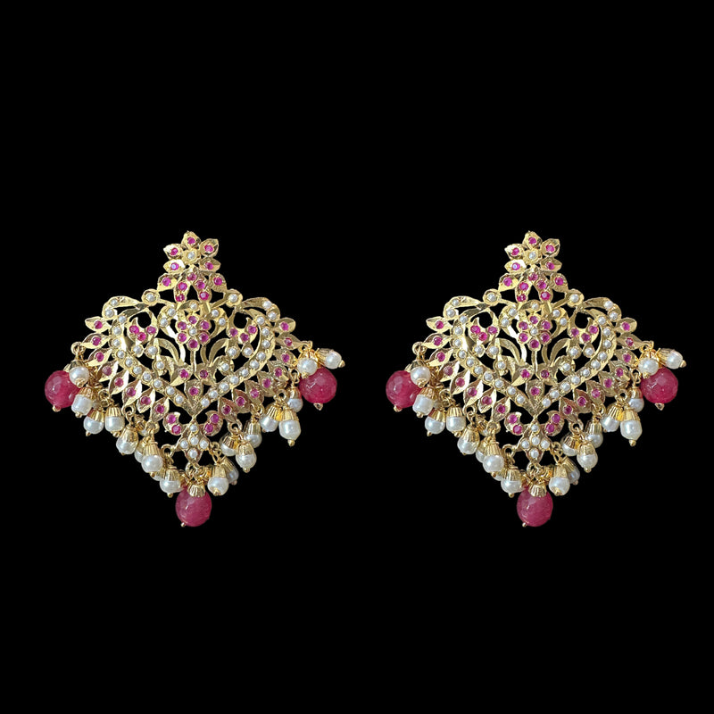 DJET105 Afreen ruby   earrings tika ( READY TO SHIP )