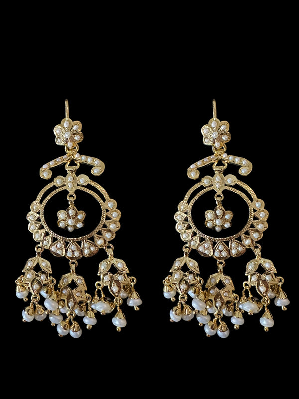 92.5 silver statement earrings in fresh water pearls- gold plated ( READY TO SHIP)