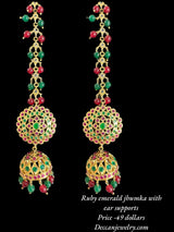 DER586 Rehma ruby emerald jhumka earrings ( READY TO SHIP )