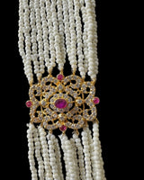 BR465 RAABYA ruby and pearl with zircon bridal choker set with earrings tika ( READY TO SHIP )